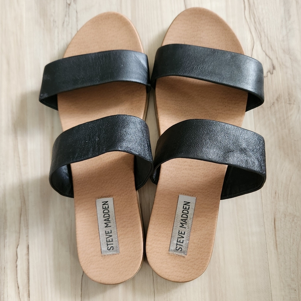 Steve Madden genuine leather flat slides